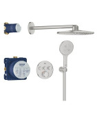 Potinkinė termostatinė dušo sistema Grohe Grohtherm SmartControl, apvali 310 mm dušo galva, nerūdijančio plieno spalva