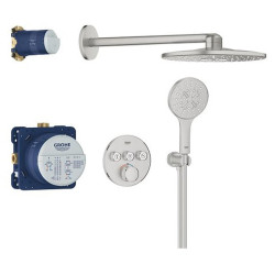 Potinkinė termostatinė dušo sistema Grohe Grohtherm SmartControl, apvali 310 mm dušo galva, nerūdijančio plieno spalva