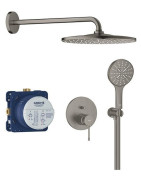 Potinkinė dušo sistema Grohe su Rainshower Mono 310 dušo galva ir potinkine dalimi, brushed hard graphite