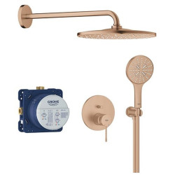 Potinkinė dušo sistema Grohe su Rainshower Mono 310 dušo galva ir potinkine dalimi, brushed warm sunset