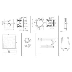 Potinkinė termostatinė dušo sistema Ideal Standard Ceratherm C100, 7 dalys