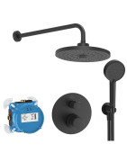 Potinkinio dušo komplektas Ideal Standard Ceratherm 100, Ø 260 mm 2 srovių dušo galva, juoda matinė