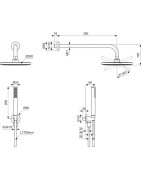 Potinkinio dušo komplektas Ideal Standard Ceratherm be maišytuvo, Ø 200 mm dušo galva, juoda matinė