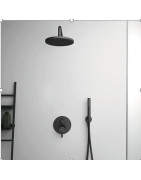 Potinkinė dušo sistema Ideal Standard su maišytuvu ir potinkine dalimi, 200 mm dušo galva, juoda matinė