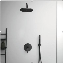 Potinkinė dušo sistema Ideal Standard su maišytuvu ir potinkine dalimi, 200 mm dušo galva, juoda matinė