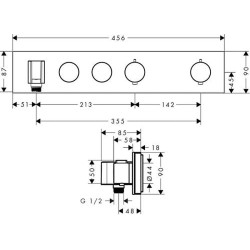 Dekoratyvinė dalis potinkiniam termostatiniam moduliui AXOR ShowerSolutions 460/90, 2 funkcijos, brushed bronze