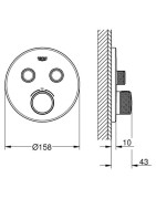 Dekoratyvinė dalis potinkiniam termostatiniam dušo maišytuvui Grohe Grohtherm SmartControl, 2 funkcijos, brushed hard graphite