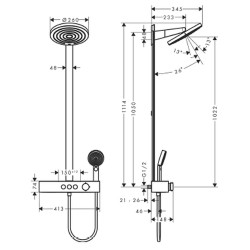 Termostatinė dušo sistema Hansgrohe Pulsify S 260, 2 srovių galva, chromas