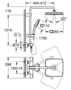 Termostatinė dušo sistema Grohe Tempesta System 250 Cube, juoda matinė