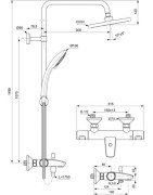 Termostatinė vonios / dušo sistema Ideal Standard Ceratherm T25 su snapu, Ø 20 cm dušo galva, chromas