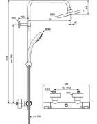 Termostatinė dušo sistema Ideal Standard Ceratherm 25, Ø 200 mm dušo galva, juoda matinė