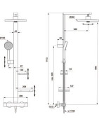 Termostatinė dušo sistema Ideal Standard Alu+, 260 mm dušo galva, juoda matinė