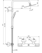 Termostatinė dušo sistema Ideal Standard Ceratherm T100, 200 x 200 mm metalinė dušo galva, chromas