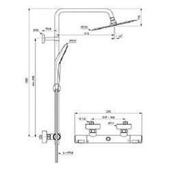 Termostatinė dušo sistema Ideal Standard Ceratherm T50, Ø 250 mm metalinė dušo galva, chromas