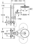 Termostatinė dušo sistema Grohe Tempesta System 250, chromas