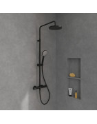 Termostatinė dušo sistema Villeroy&Boch Universal, 230 mm dušo galva, juoda matinė