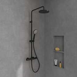 Termostatinė dušo sistema Villeroy&Boch Universal, 230 mm dušo galva, juoda matinė