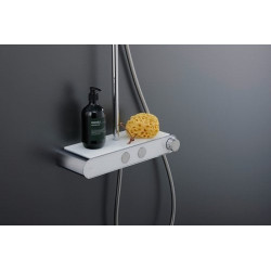 Termostatinė dušo sistema Duravit Shelf 1050 su lentyna, balta / chromas