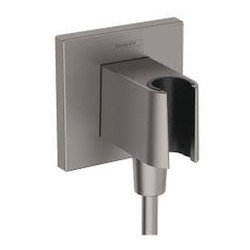 Dušo laikiklis su žarnos jungtimi Hansgrohe Fixfit, šlifuoto juodo chromo spalvos (Brushed Black Chrome)
