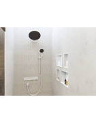 Dušo galva iš sienos Hansgrohe Rainfinity 360, 1 srovės, su alkūne, balta matinė