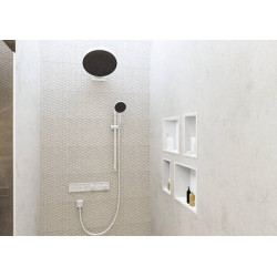 Dušo galva iš sienos Hansgrohe Rainfinity 360, 1 srovės, su alkūne, balta matinė