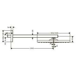 Dušo galva iš sienos Hansgrohe Raindance E 300, 1 srovės, su alkūne, šlifuotos bronzos spalvos (Brushed Bronze)