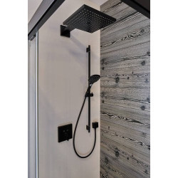 Dušo galva iš sienos Hansgrohe Raindance E 300, 1 srovės, su alkūne, juoda matinė