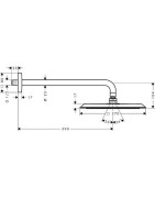 Dušo galva iš sienos AXOR Citterio C 270/270, 1 srovės, su 390 mm alkūne, nerūdijančio plieno spalvos (Stainless Steel Optic)