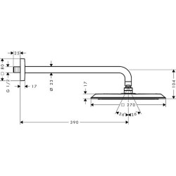 Dušo galva iš sienos AXOR Citterio C 270/270, 1 srovės, su 390 mm alkūne, nerūdijančio plieno spalvos (Stainless Steel Optic)