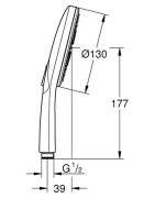 Rankinis dušelis Grohe SmartActive 130, 3 srovių, matinės grafito spalvos (Brushed Hard Graphite)