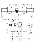 Termostatinis vonios ir dušo maišytuvas Hansgrohe Ecostat Element, chromas