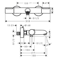 Termostatinis vonios ir dušo maišytuvas Hansgrohe Ecostat Element, chromas