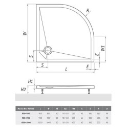 Dušo padėklas Roth Marmo Neo Round 90x90 (radius 550), lietas marmuras, su kojelėmis