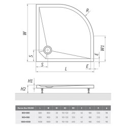 Dušo padėklas Roth Marmo Neo Round 80x80 (radius 550), lietas marmuras, su kojelėmis