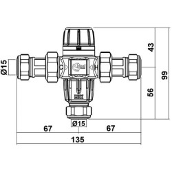 Termostatinis maišymo vožtuvas Ideal Standard Underbasin, po praustuvu, 15 mm, iki 7 čiaupų