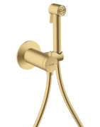 Higieninio dušelio komplektas AXOR Bidette 1jet, laikiklis ir 1.25 m žarna, šlifuoto aukso spalva (Brushed Gold Optic)