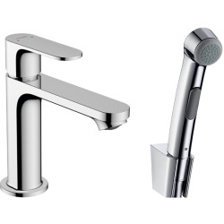 Praustuvo maišytuvas Hansgrohe Rebris S 110, su higieniniu dušeliu ir 1.6 m žarna, be dugno vožtuvo, chromas