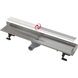 Sieninis dušo latakas Alcadrain APZ23-DOUBLE9 Fit and Go Wall, 850 mm, nerūdijantis plienas, su dvipusėmis grotelėmis