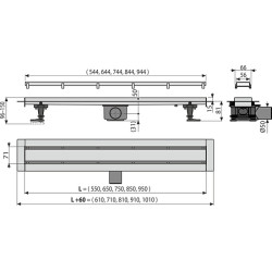 Dušo latakas Alcadrain APZ13-DOUBLE9 Fit and Go, 850 mm, nerūdijantis plienas, su dvipusėmis grotelėmis