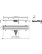 Dušo latakas Alcadrain APZ13-DOUBLE6 Fit and Go, 750 mm, pažemintas, nerūdijantis plienas, su dvipusėmis grotelėmis