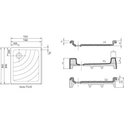 Dušo padėklas Ravak Kaskada Aneta 75x90