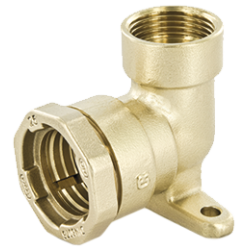 Jungtis-alkūnė PE vamzdžiui vid. sriegiu su tvirtinimu IRECO