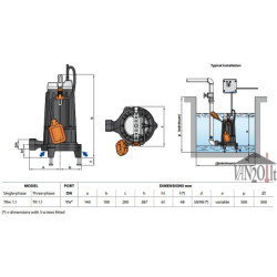 Fekalinis siurblys su smulkintuvu Pedrollo TRITUS TRm 1.1