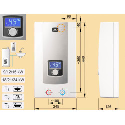 Momentinis boileris Kospel PPE2 electronic LCD  9/11/12/15kW