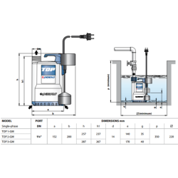 Drenažinis siurblys Pedrollo TOP 2-GM su magnetine plūde