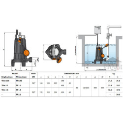 Fekalinis siurblys su smulkintuvu Pedrollo TRITUS TRm 0.75