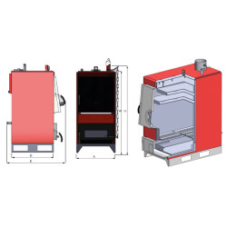 Plieninis kieto kuro katilas Termodinamik EKY/D 29kW