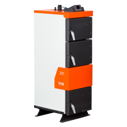 Plieninis kieto kuro katilas su ventiliatoriumi TIS PLUS 25kW
