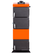 Plieninis kieto kuro katilas su ventiliatoriumi TIS PLUS 25kW