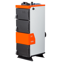 Plieninis kieto kuro katilas su ventiliatoriumi TIS PLUS 30kW